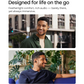 Man wearing Shokz open-ear true wireless earbuds in casual and relaxed indoor and outdoor settings, highlighting comfortable fit and modern design with natural backgrounds.