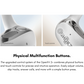 Close-up of Shokz OpenFit 2+ earbuds showing physical multifunction buttons and intuitive touch controls for volume and calls