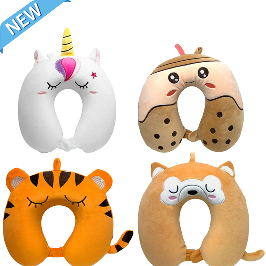 Travelmall 3D Animal Memory Foam Neck Pillow with Magnetic Clasp & Washable Cover