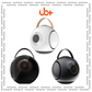 UB+ DB1 Doublebass portable speakers in white, glossy black, and metallic grey finishes with carrying handles, displayed on a white background with idealelifestyle branding