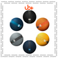 UB+ S1 Circle Bluetooth speakers in six different colors, arranged in circles and showing the top controls, with idealelifestyle branding and the UB+ logo.