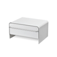 UtaU Bread Drawer in pure white, modern steel kitchen bread storage box with front pull-out drawer and metal bar handle, minimalist countertop organiser.