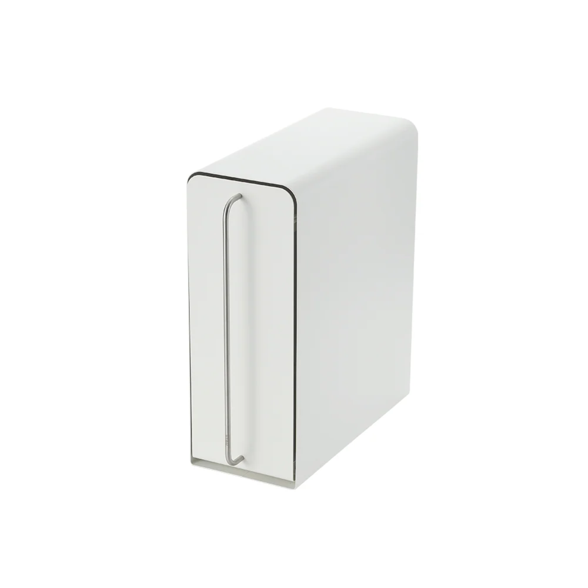 UtaU white vertical stand drawer organizer with slim metal handle for compact kitchen or desk storage