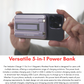 Verbatim magnetic 10000mAh wireless power bank securely attached to the back of a black iPhone, featuring a foldable stand for hands-free charging