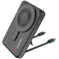 Black Verbatim Charge 'n' Go 5-in-1 magnetic wireless power bank with built-in USB-C and Lightning cables and adjustable stand, MagSafe-compatible portable charger