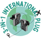 WiWU 3-in-1 international plug adapters with world map background and airplane, ideal for travel charging