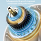 Illustration of upgraded high speed motor showing powerful airflow with text fully upgraded greatly improved remarkable wind performance