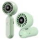 Green WiWU Bubble Pro Wi-FS017 handheld fan showing foldable design and digital battery display