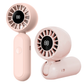 Pink WiWU Bubble Pro Wi-FS017 handheld fan showing foldable design and digital battery display