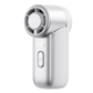 Close up of white WiWU Ice Core Mini Fan FS018 showing front cooling vents, digital display and control buttons