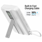 WiWU Mag Pro Qi2 MagSafe power bank using foldable kickstand with built in fast charging cable capable of charging an iPhone 16 to 50 percent in 30 minutes