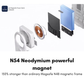 Exploded view of WiWU Qi2 MagSafe power bank internal structure showing N54 neodymium magnet that is 150 percent stronger than standard MagSafe N48 magnets