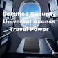 WiWU Warriors 5000mAh MagSafe magnetic power bank on airplane tray table illustrating certified secure universal travel power