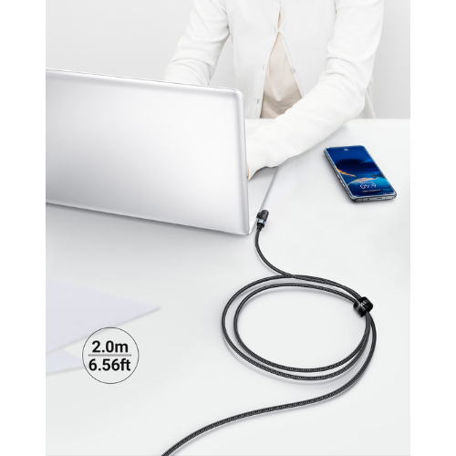 ACEFAST C5-03 USB-C to USB-C 100W Right Angled Aluminum Alloy Charging Data Cable (2m) - Space Gray