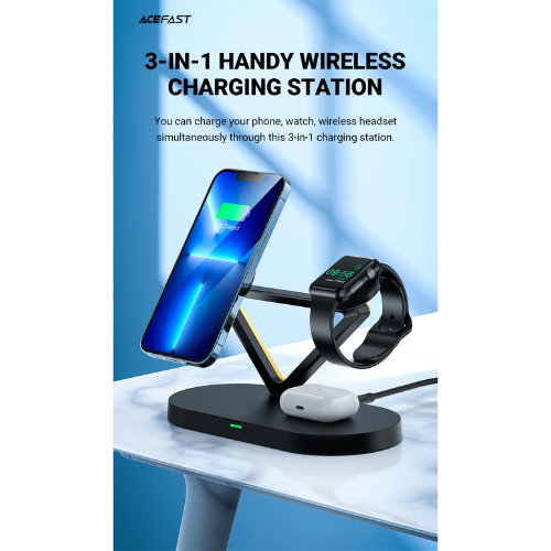 ACEFAST E9 Desktop 3-in-1 Wireless Charging Holder - Black