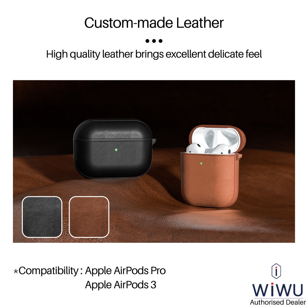 WiWU Calf Skin Genuine Leather Case for Airpods