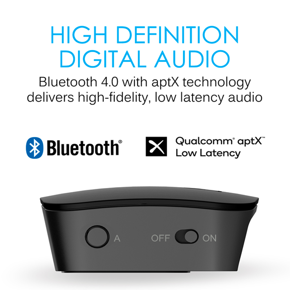 Connect Hub Universal Dual Headphone and Speaker Bluetooth Audio  Transmitter and Receiver for TV with aptX Low Latency