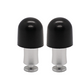 Close-up of Attenu8 silver noise reduction earplugs with black foam tips, perfect for sleep, travel, and study, available at Ideale Lifestyle e-commerce store
