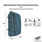 CabinZero ADV Pro 42L Adventure Cabin Bag in Mossy Forest, side view showing 55x35x20cm dimensions, 1500g weight, 42L capacity, and water-resistant rip-stop nylon fabric with YKK zippers.