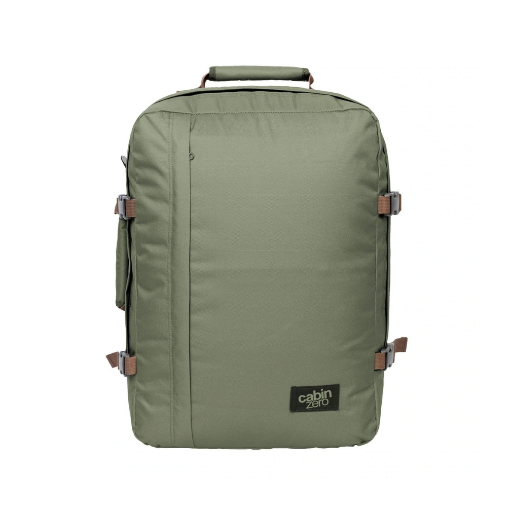 CabinZero Classic 44L travel cabin bag in Georgian Khaki color, ideale lifestyle product image for urban travel