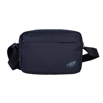 CabinZero Classic Crossbody Bag in Absolute Black with adjustable strap and front pocket