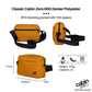 CabinZero Classic Crossbody Bag in Orange Chill showcasing RFID pocket, YKK zippers, 600D polyester, 3L capacity, and dimensions 25.5cm x 17cm x 7cm.