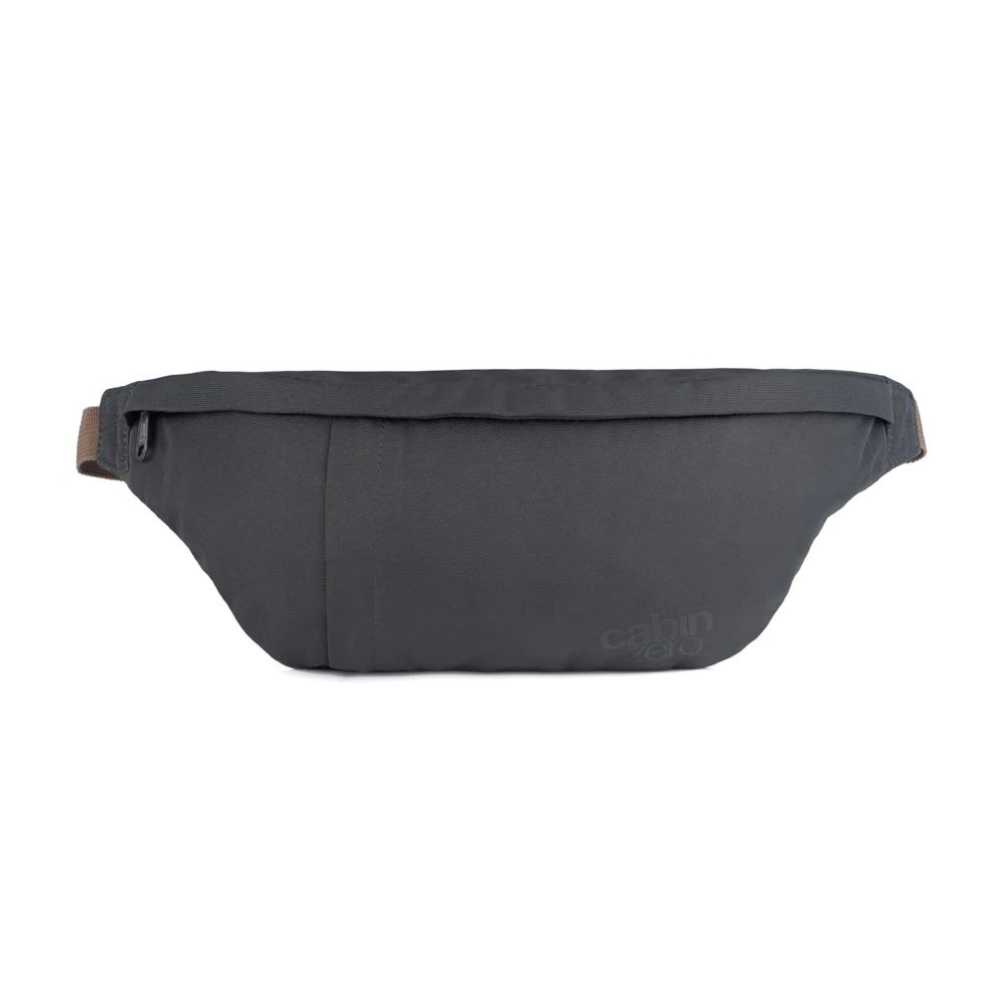 CabinZero Classic Hip Pack 2L in black sand, stylish travel waist bag for carrying essentials securely
