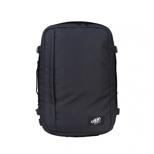CabinZero Classic Plus 42L travel cabin bag in absolute black, versatile carry-on backpack for travel
