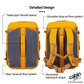 CabinZero Classic Pro 42L Travel Cabin Bag in Orange Chill, showing airflow system, telescopic handle sleeve, and stowaway backpack straps detailed design