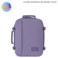 CabinZero Classic Smoky Violet 28L backpack in pastel violet with matching accents, front view, perfect for travel and daily use, available at ideale lifestyle.
