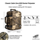 CabinZero Classic Urban Camo 28L backpack with dimensions, weight, 600 denier polyester, water resistant coating, YKK zippers, lockable sliders, and laptop compatibility highlighted, available at ideale lifestyle