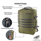 CabinZero Military 44L Adventure Cabin Bag front view featuring compression sternum straps, quick-access front pocket, and external bottle pocket