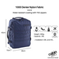 CabinZero Military Backpack 28L in navy blue, features 1000 denier nylon, water-resistant coating, YKK zippers, lightweight 850g, 40x30x15cm dimensions, available in 36L and 44L sizes