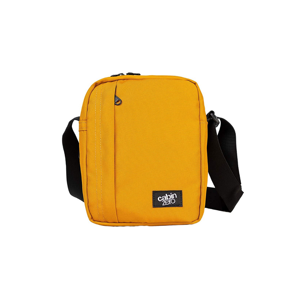 CabinZero Sidekick 3L Sling Bag in orange chill, small crossbody bag with black strap, vibrant compact day bag for travel and casual wear